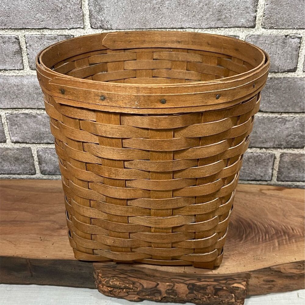 COPY - Vintage Longaberger Handwoven Wooden Basket Small Natural Wood